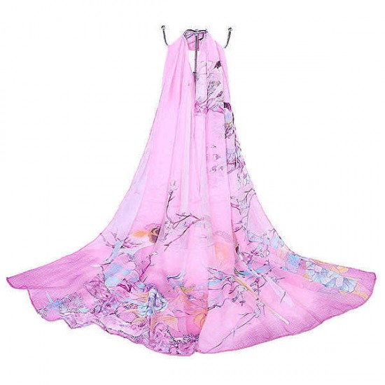 Women Chiffon Printing Beach Scarf Shawl Oversize Outdoor Sunscreen Scarves