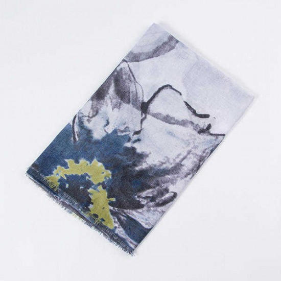 Women Chinese Ink Painting Cotton and linen Scarves Summer Outdoor Causal Long Scarf