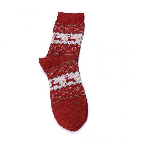 Women Christmas Thicken Warm Middle Tube Socks Casual Elk Christmas Socks