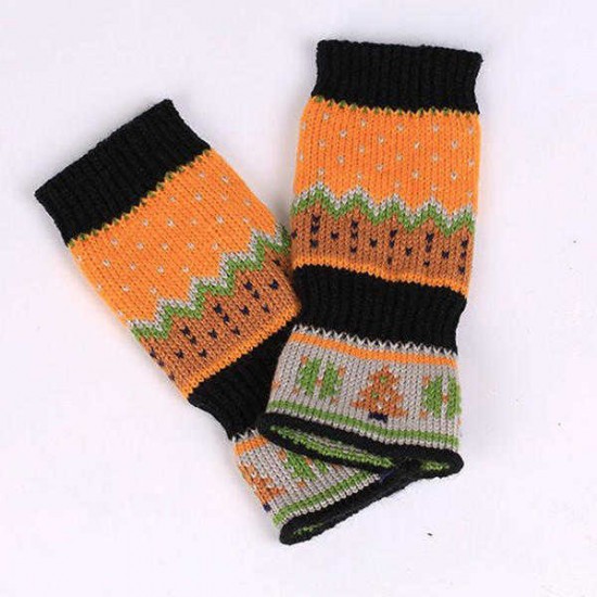 Women Christmas Winter Warm Knitting Fingerless Gloves For Christmas Gift