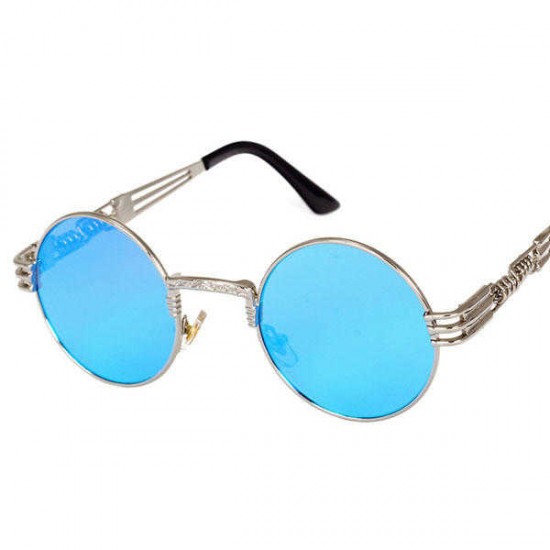 Women Classic Gothic Round Steampunk Sunglasses Travel Casual Metal Frame UV400 Glasses