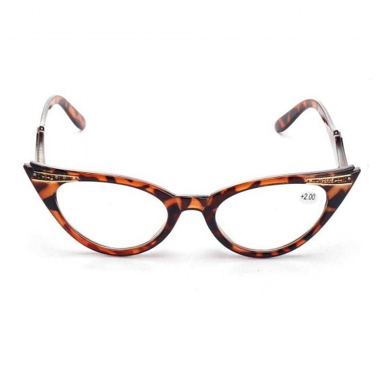 Women Classic Reading Retro Glasses Cat Eye Style Diamond Leopard Diopter Presbyopic Glasses