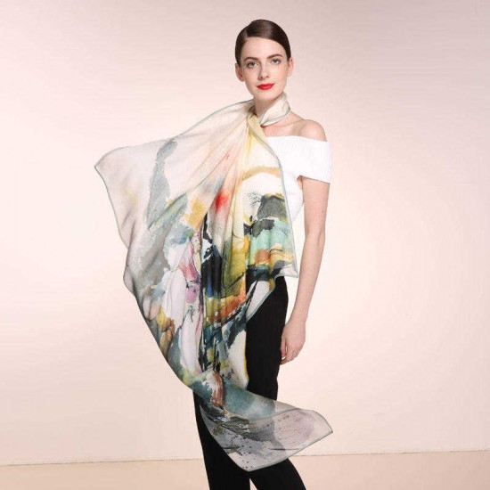 Women Classical Ink Painting Scarves Casual Soft Multi-function Shawl Scarf