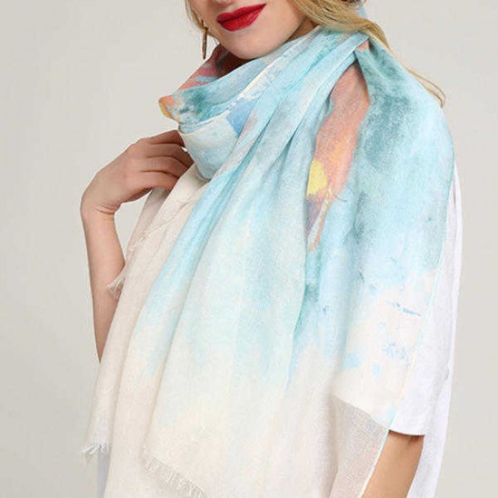 Women Colorful Butterfly Summer Scarf Fashion Printing Cotton Causal Outdoor Beach Shawl