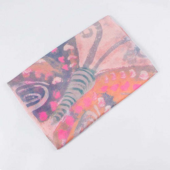 Women Colorful Butterfly Summer Scarf Fashion Printing Cotton Causal Outdoor Beach Shawl