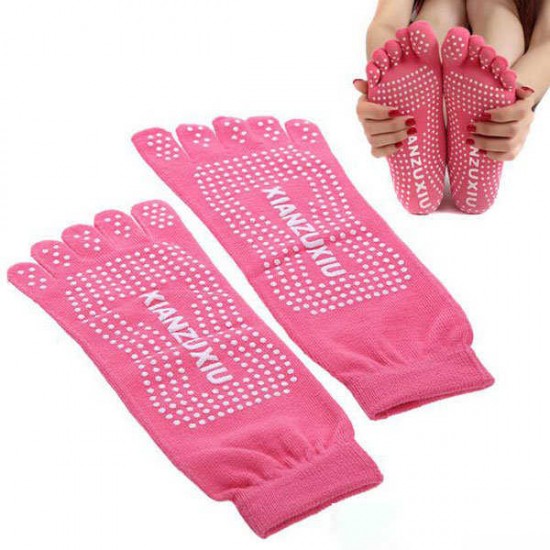 Women Colorful Five Finger Toe Yoga Anti Skid Socks Gym Exercise Fitness Sports Pilates Comfortable