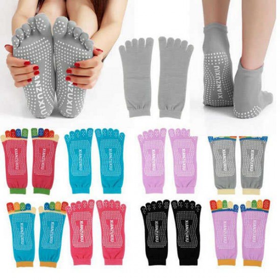 Women Colorful Five Finger Toe Yoga Anti Skid Socks Gym Exercise Fitness Sports Pilates Comfortable