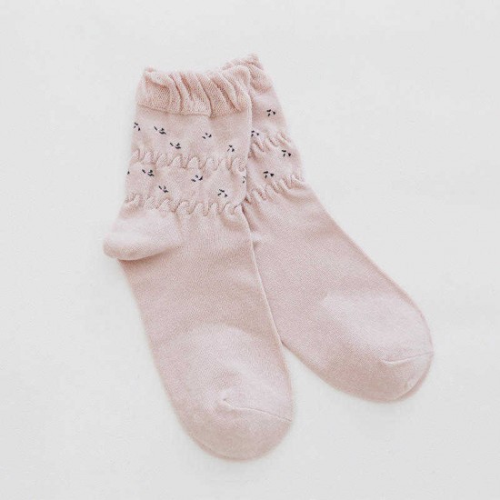 Women Combed Cotton Athletic Socks Indoor Floral Breathable Deodorization Floor Tube Sock