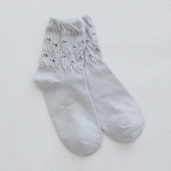 Women Combed Cotton Athletic Socks Indoor Floral Breathable Deodorization Floor Tube Sock