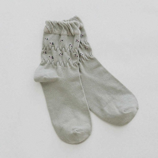 Women Combed Cotton Athletic Socks Indoor Floral Breathable Deodorization Floor Tube Sock