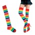 Women Comfortable Beautiful Soft Casual Over Knee Socks Rainbow Thigh Long Striped Stockings