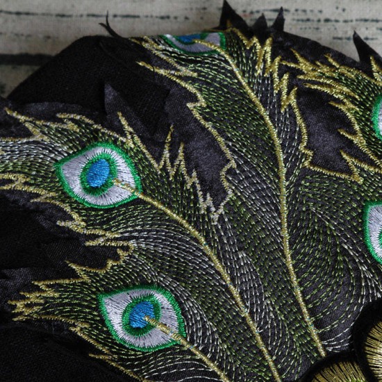 Women Cotton And Linen Embroidery Peacock Feather Headpiece Folk-Custom Hat