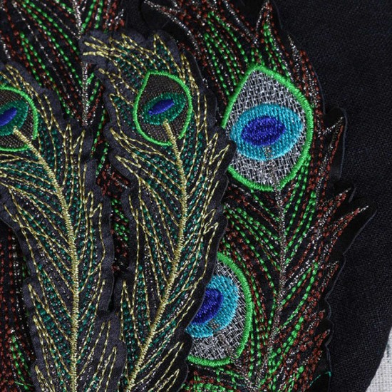 Women Cotton And Linen Embroidery Peacock Feather Headpiece Folk-Custom Hat