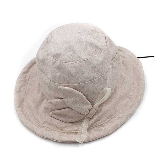 Women Cotton And Linen Sun Protection Bucket Hat Outdoor Breathable Fishing Hat