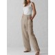 Women Cotton Belted High Waist Casual Wide Leg Harem Pants