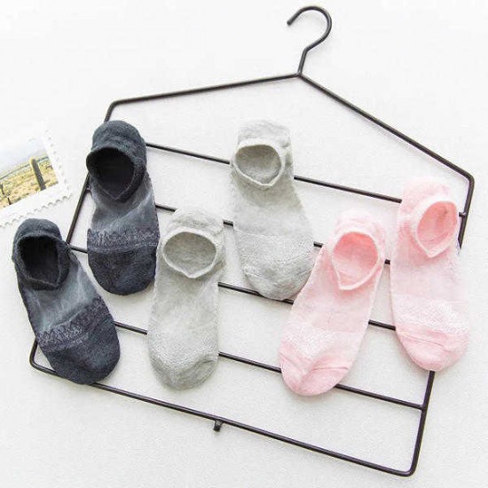 Women Cotton Blend Breathable Boat Socks Summer Thin Anti-skid Invisible Socks