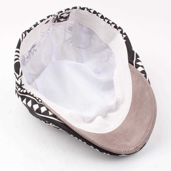 Women Cotton Breathable Outdoor Beret Caps Geometric Patterns Causal Sunscreen Forward Hat