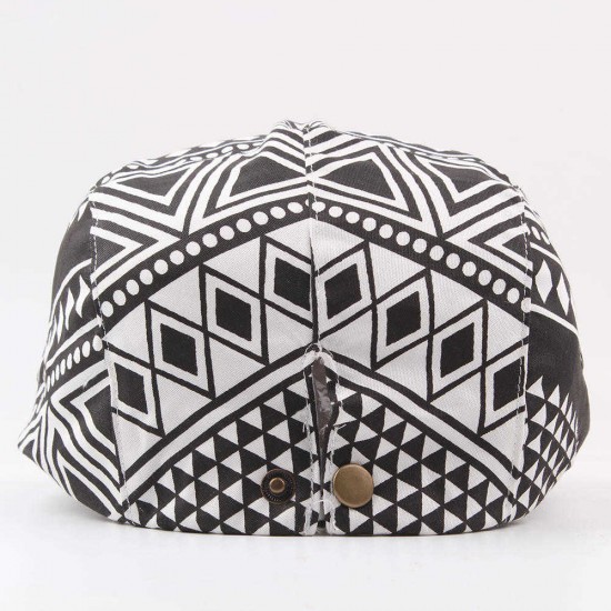 Women Cotton Breathable Outdoor Beret Caps Geometric Patterns Causal Sunscreen Forward Hat