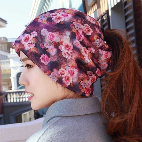 Women Cotton Breathable Thin Casual Beanie Cap Vintage Earmuffs Flexible Bonnet