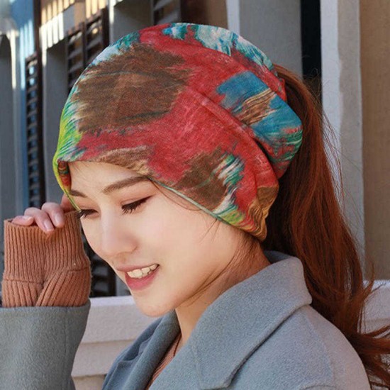 Women Cotton Breathable Thin Casual Beanie Cap Vintage Earmuffs Flexible Bonnet