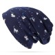 Women Cotton Cat Printing Beanie Hats Casual Outdoor Warm For Both Hats And Scarf Use