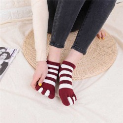 Women Cotton Color Five Toe Socks Wide Stripes Comfortable Toe Socks