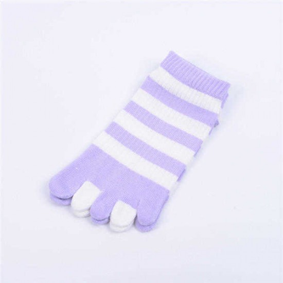 Women Cotton Color Five Toe Socks Wide Stripes Comfortable Toe Socks