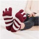 Women Cotton Color Five Toe Socks Wide Stripes Comfortable Toe Socks