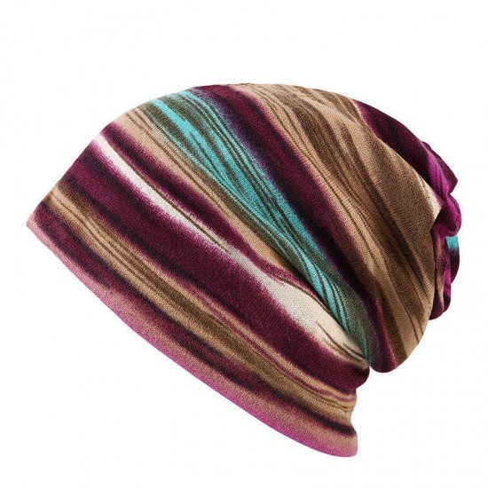 Women Cotton Colorful Multifunctional Beanie Hat Scarf Casual Windproof Double Layers Cap Collar