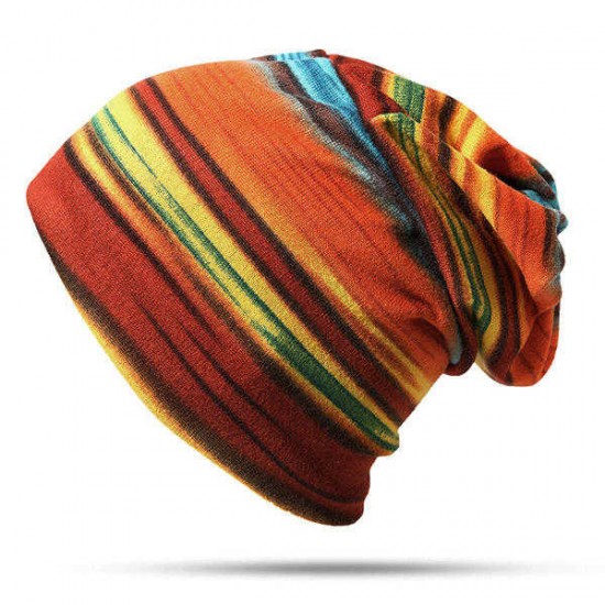 Women Cotton Colorful Multifunctional Beanie Hat Scarf Casual Windproof Double Layers Cap Collar