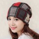 Women Cotton Ethnic Plaid Beanie Hat Vintage Good Elastic Warm Winter Turban Scarf Caps