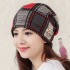 Women Cotton Ethnic Plaid Beanie Hat Vintage Good Elastic Warm Winter Turban Scarf Caps