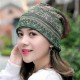 Women Cotton Ethnic Plaid Multifunctional Beanie Hat Scarf Vintage Good Elastic Turban Caps