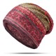 Women Cotton Ethnic Plaid Multifunctional Beanie Hat Scarf Vintage Good Elastic Turban Caps