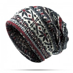 Women Cotton Ethnic Style Beanie Hat Warm Soft Dual Use Collars Scarf and Hat