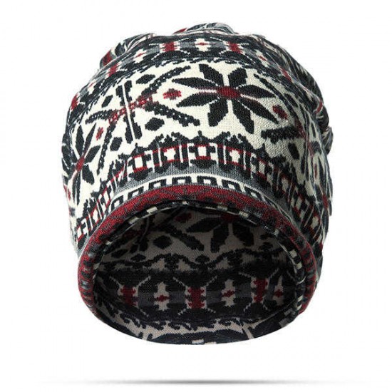 Women Cotton Ethnic Style Beanie Hat Warm Soft Dual Use Collars Scarf and Hat