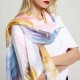 Women Cotton Feather Color Printing Scarf Unique Plus Size Breathable Shawl