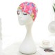 Women Cotton High Elasticity Swimming Cap Oversized Breathable Letter Earmuffs Turban Hat