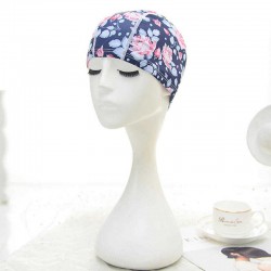 Women Cotton High Elasticity Swimming Cap Oversized Breathable Letter Earmuffs Turban Hat