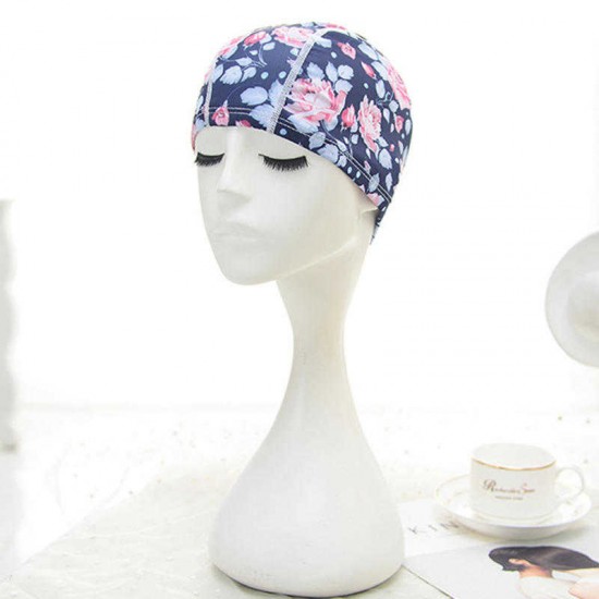 Women Cotton High Elasticity Swimming Cap Oversized Breathable Letter Earmuffs Turban Hat