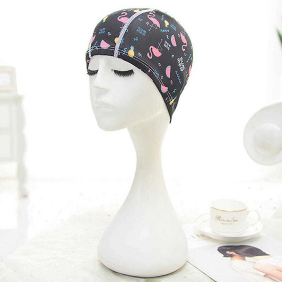 Women Cotton High Elasticity Swimming Cap Oversized Breathable Letter Earmuffs Turban Hat