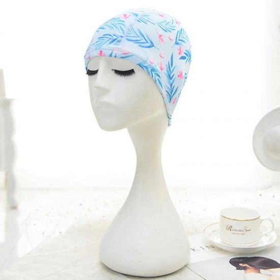 Women Cotton High Elasticity Swimming Cap Oversized Breathable Letter Earmuffs Turban Hat