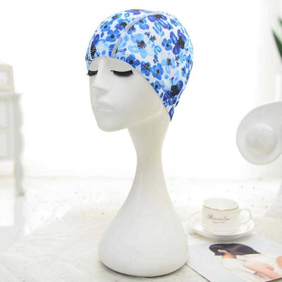 Women Cotton High Elasticity Swimming Cap Oversized Breathable Letter Earmuffs Turban Hat