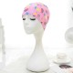 Women Cotton High Elasticity Swimming Cap Oversized Breathable Letter Earmuffs Turban Hat