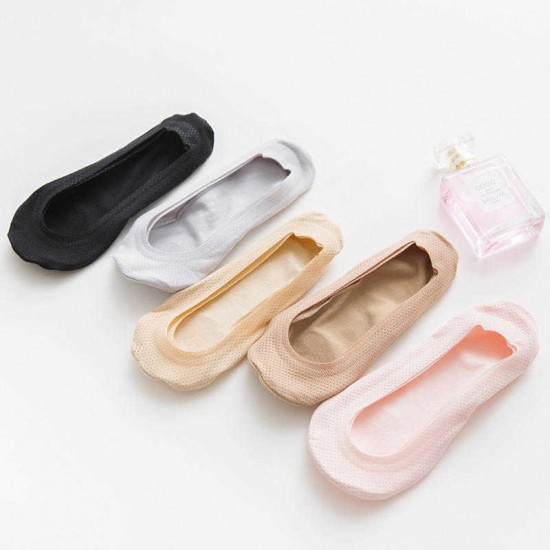 Women Cotton Hollow Out Invisible Breathable Low Cut Socks Non Skid Sock