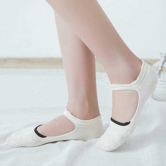 Women Cotton Lace-up Hollow  Ankle Socks Breathable Anti-skid Soft Boat Socsk