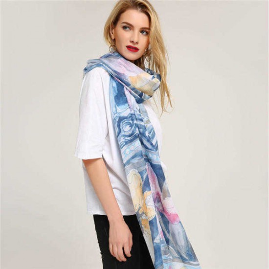 Women Cotton Lightweight Peony Printting Scarves Fashion Summer Outdoor Flower Shawl Scarf