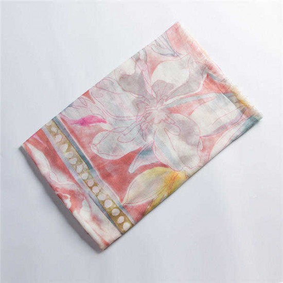 Women Cotton Lightweight Peony Printting Scarves Fashion Summer Outdoor Flower Shawl Scarf