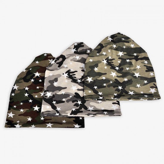 Women Cotton Multi-purpose Camouflage Beanie Hat Scarf Outdoor Earmuffs Skullcap