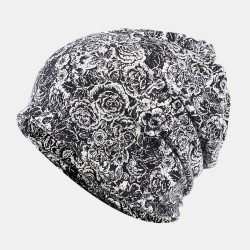 Women Cotton Multi-purpose Rose Pattern Printing Beanie Cap Bib Headscarf